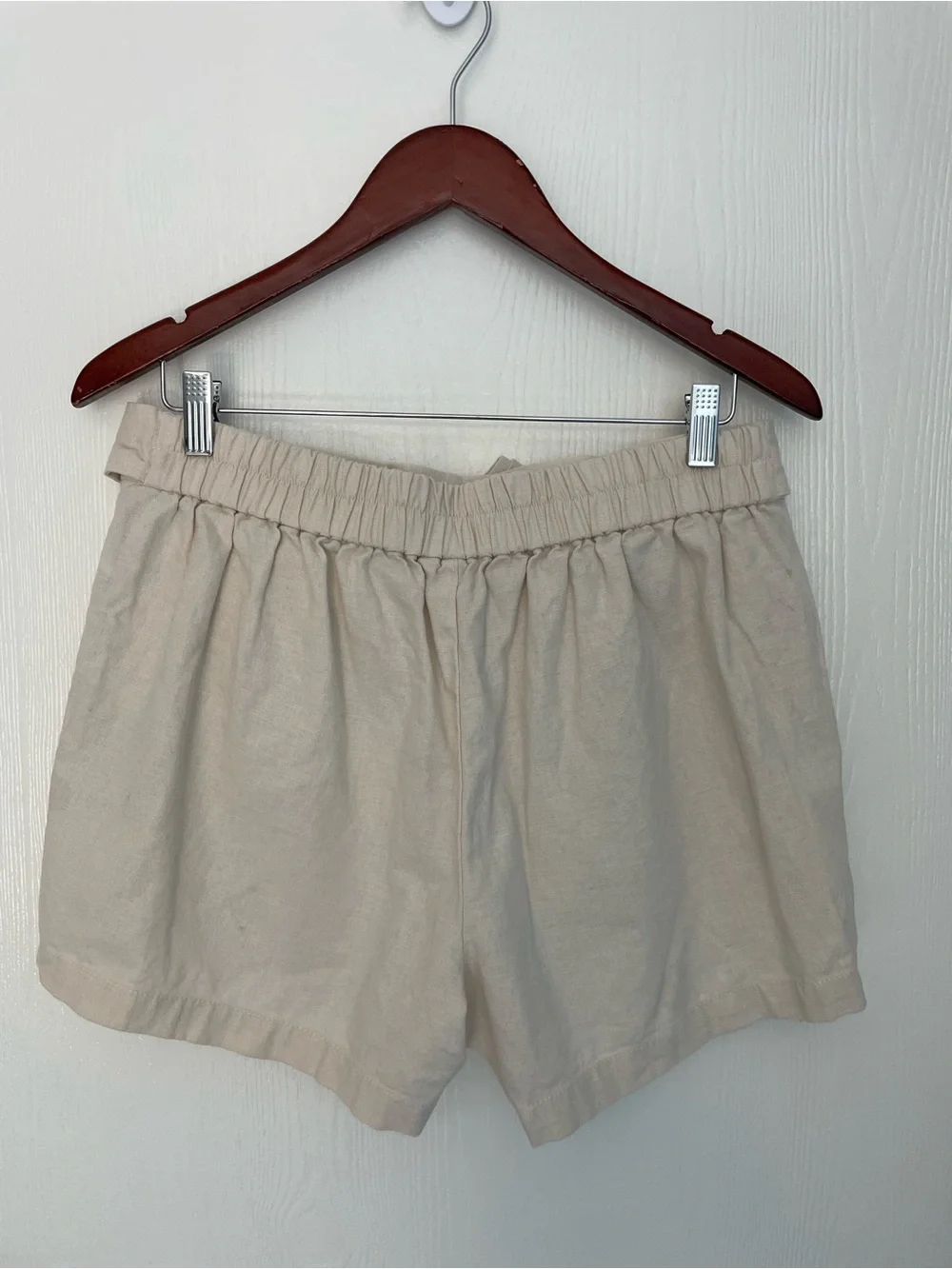 J.Crew Linen Cotton Tie Waist Shorts Natural Beige Size 10